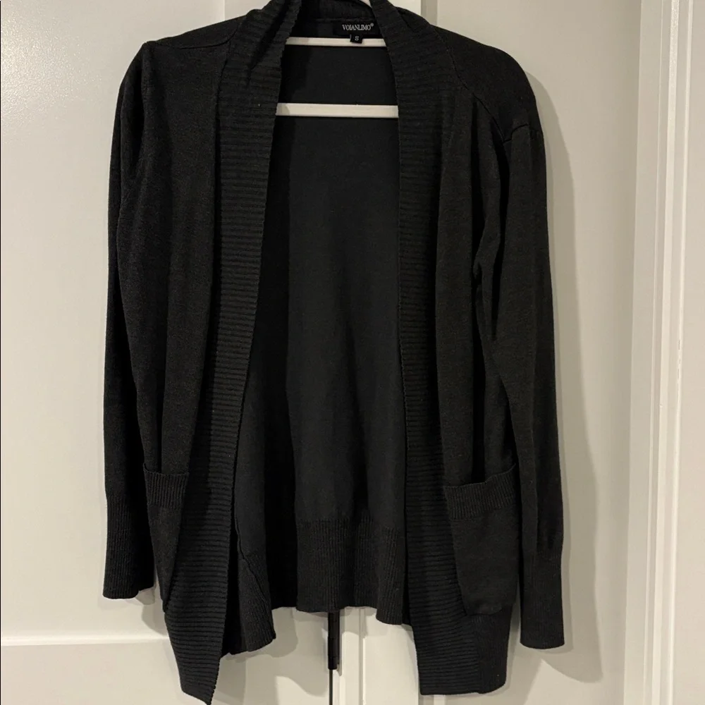 Voianlimo Women's Charcoal Black and Tan Cardigan Sweaters Set Of 2 Size Small - Picture 2 of 10